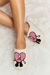 Melody Love Heart Print Plush Slippers